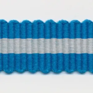 Stripe Grosgrain Ribbon #38 Cobalt Blue & Silver