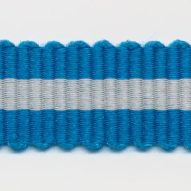 Stripe Grosgrain Ribbon #38 Cobalt Blue & Silver
