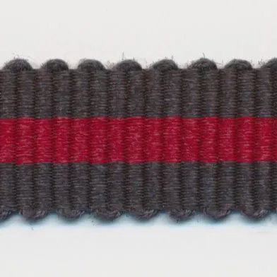 Stripe Grosgrain Ribbon #39 Steel Black & Scarlet