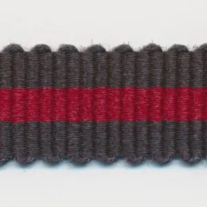Stripe Grosgrain Ribbon #39 Steel Black & Scarlet