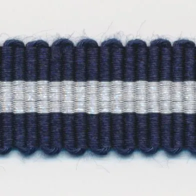 Stripe Grosgrain Ribbon #6 Night Blue & Off White