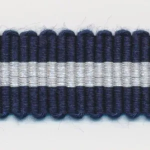 Stripe Grosgrain Ribbon #6 Night Blue & Off White