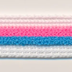 Stripe Pile Tape #22 White & Fluorescent Plum & Turquoise