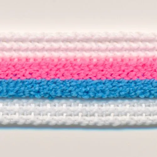 Stripe Pile Tape #22 White & Fluorescent Plum & Turquoise