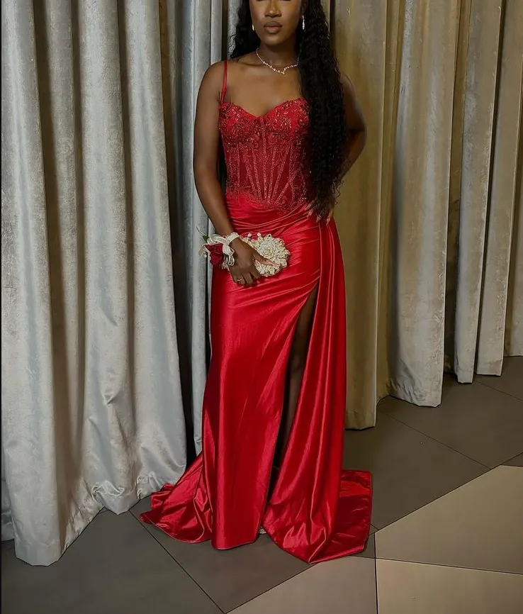 Stunning Red Long Prom Gown Evening Dress With Split    fg7389