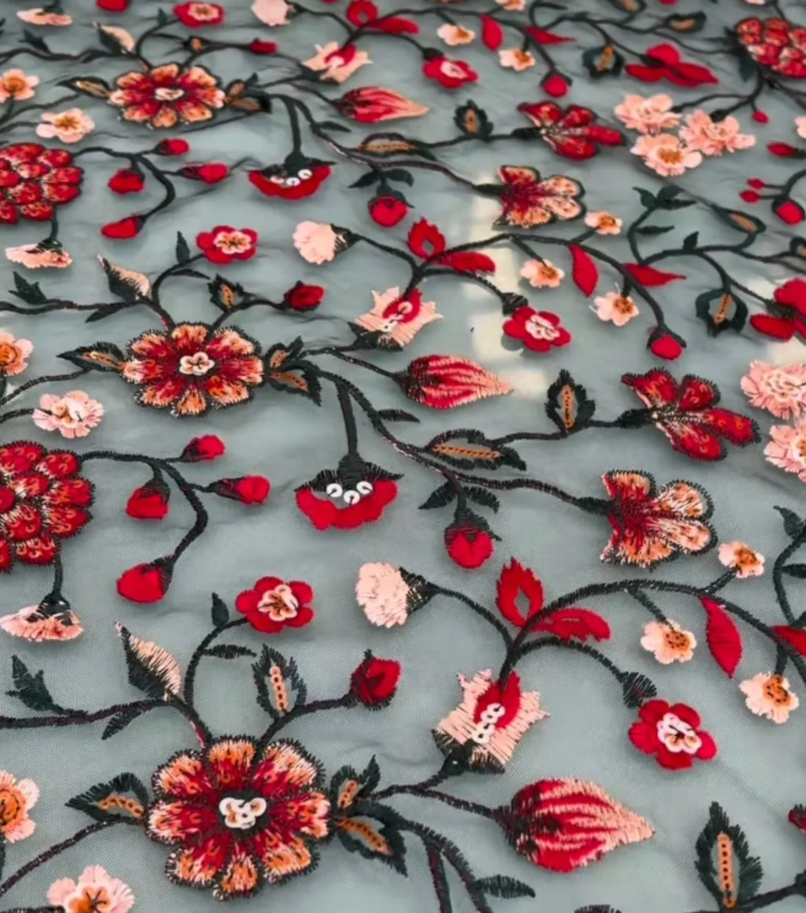 Summer Color Floral Design Colorful Sequin Embroidered Fabric