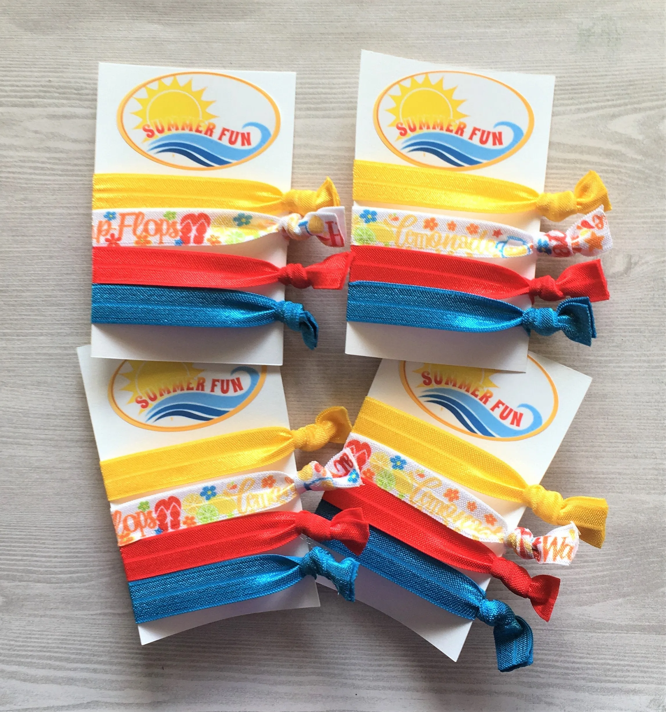 Summer Fun Hair Ties, Set of 4 Cards