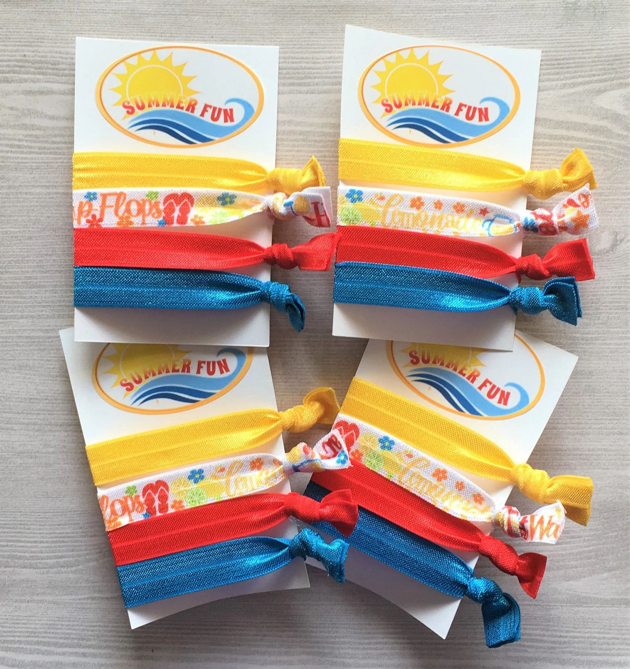 Summer Fun Hair Ties, Set of 4 Cards