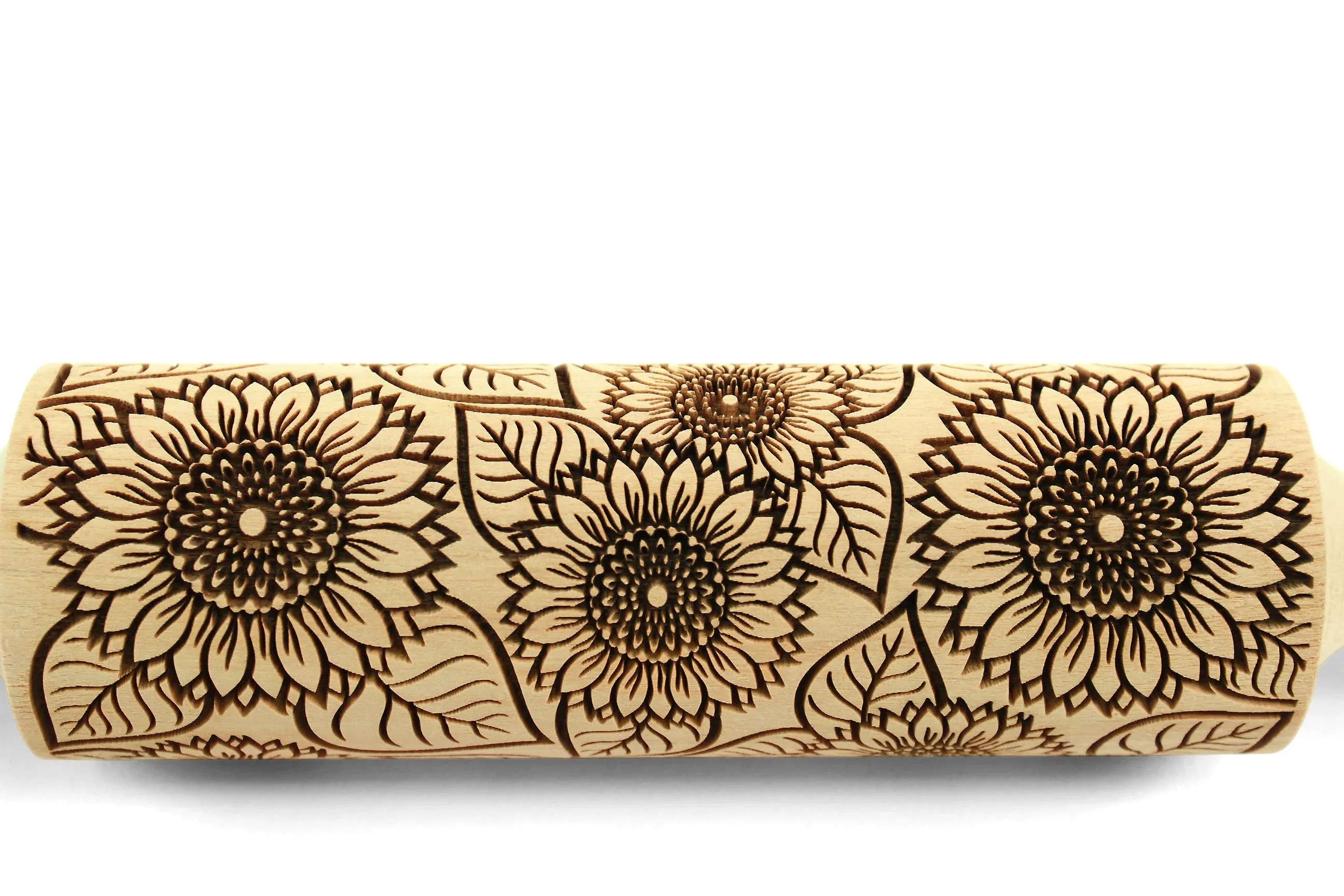 Sunflower Embossed Rolling Pin, Pottery Roller, Christmas Gift, Textured Cookie,Clay Stamp