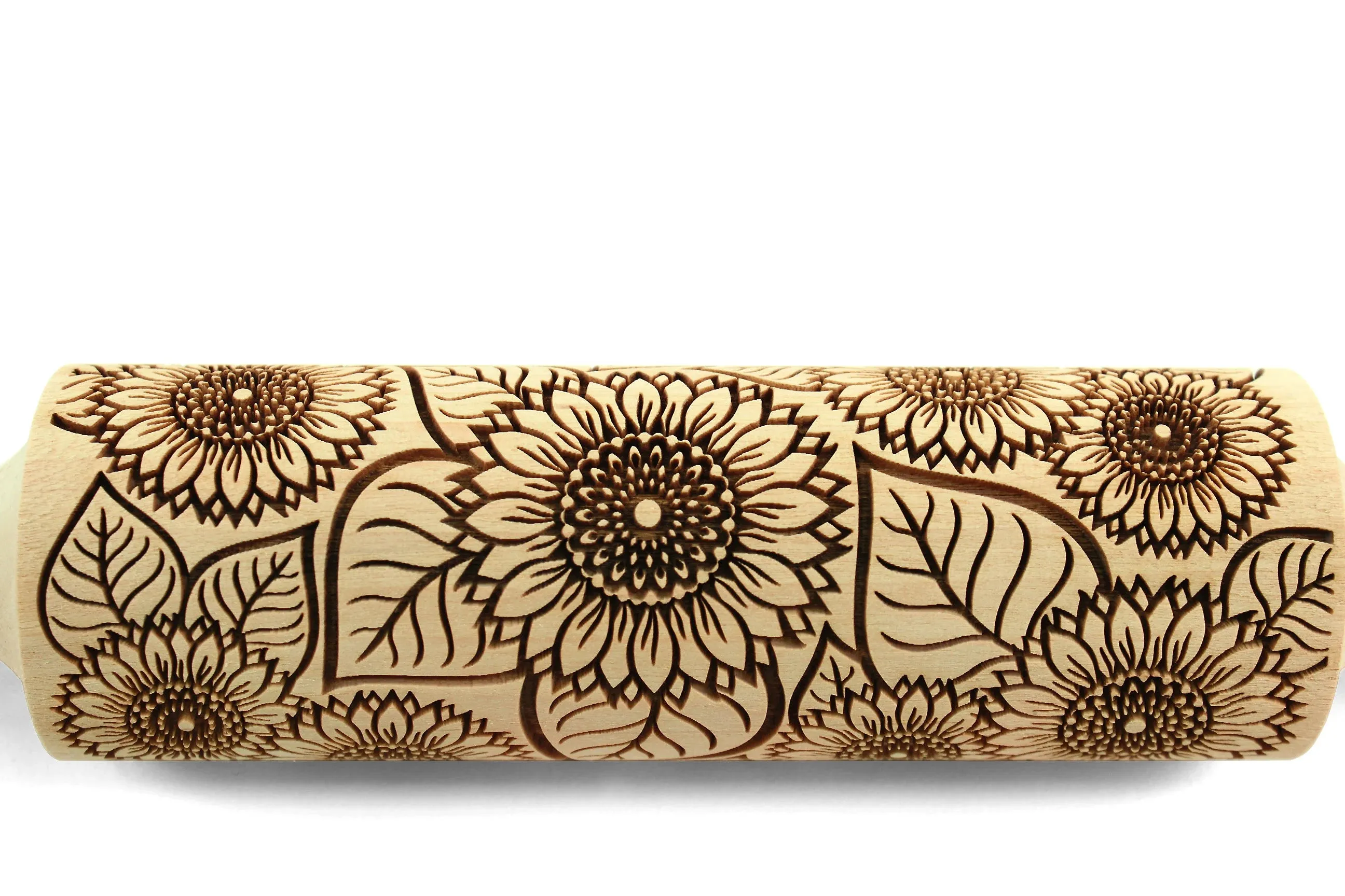 Sunflower Embossed Rolling Pin, Pottery Roller, Christmas Gift, Textured Cookie,Clay Stamp