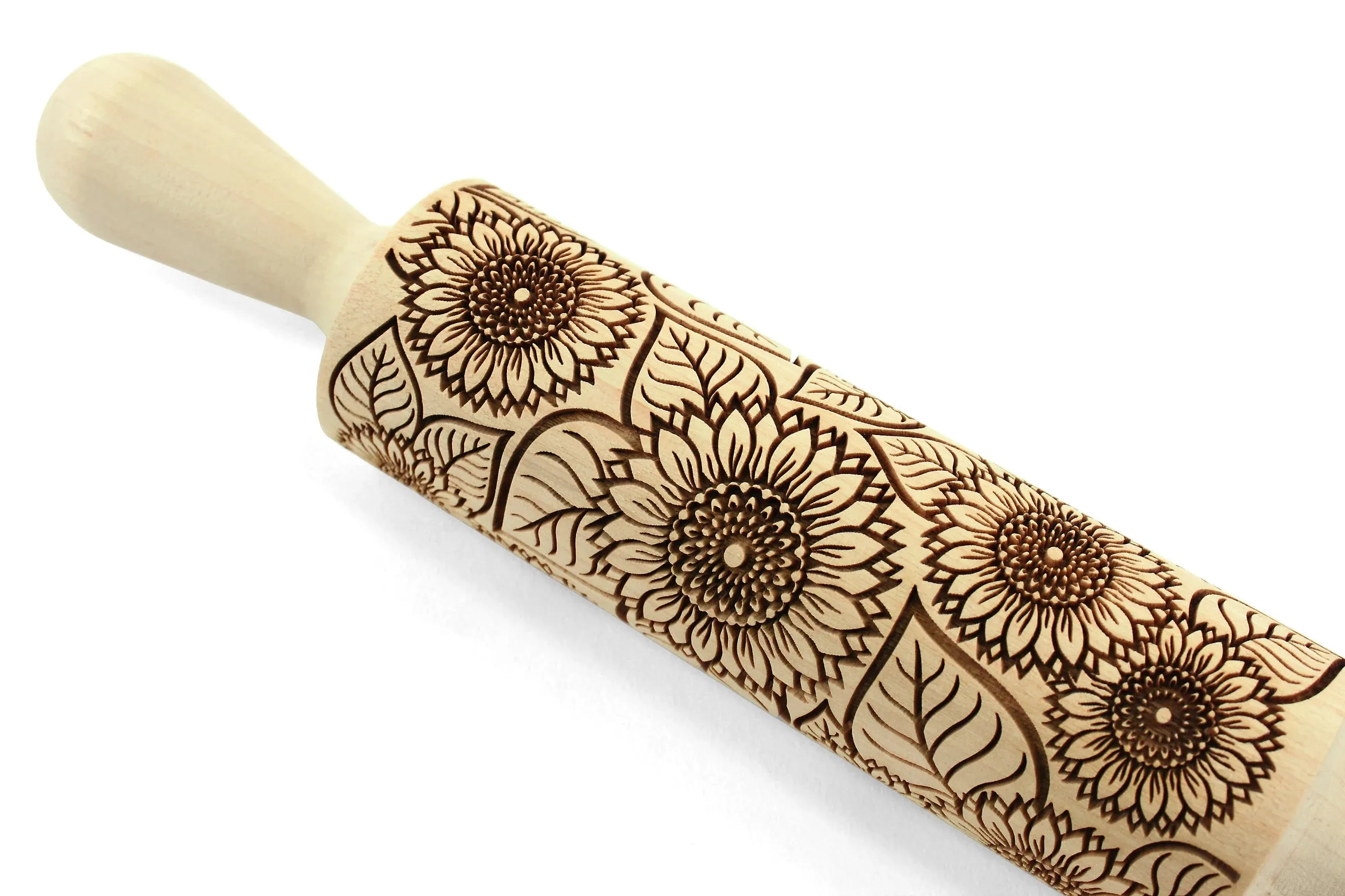 Sunflower Embossed Rolling Pin, Pottery Roller, Christmas Gift, Textured Cookie,Clay Stamp