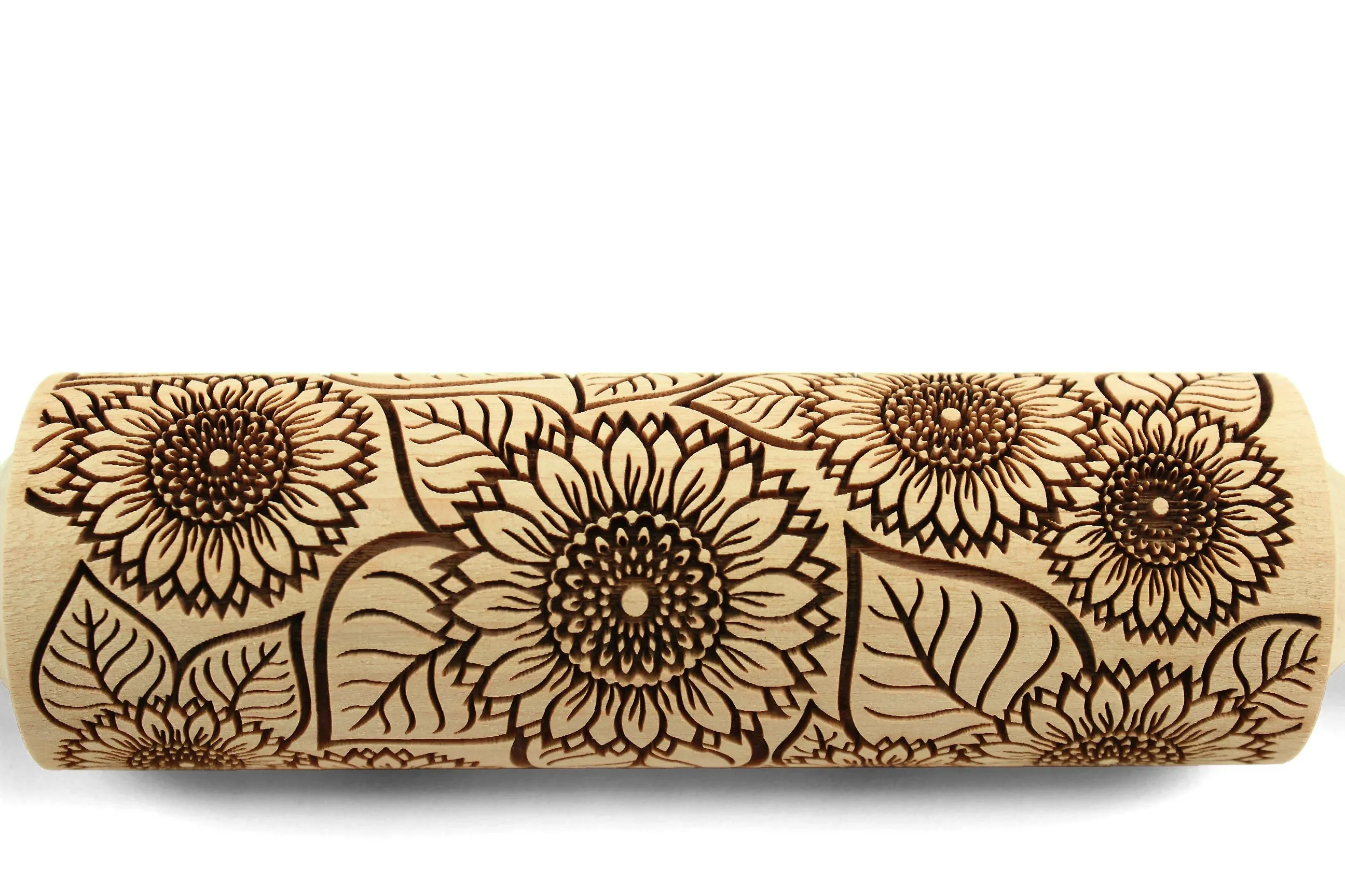 Sunflower Embossed Rolling Pin, Pottery Roller, Christmas Gift, Textured Cookie,Clay Stamp