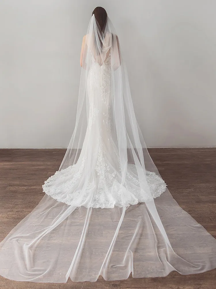 Super Long Tulle Wedding Veil V621xmj