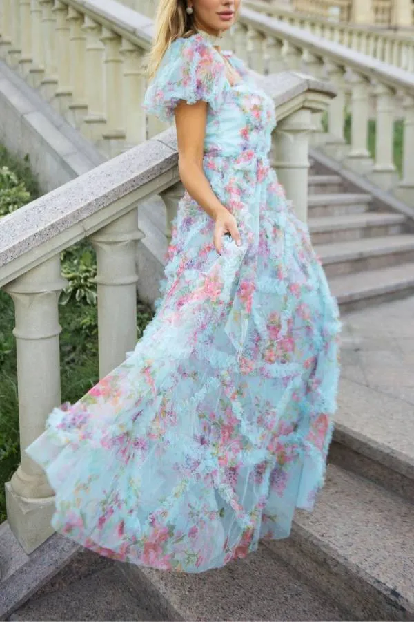 Sweet and Fresh Puff Sleeve Long Dress