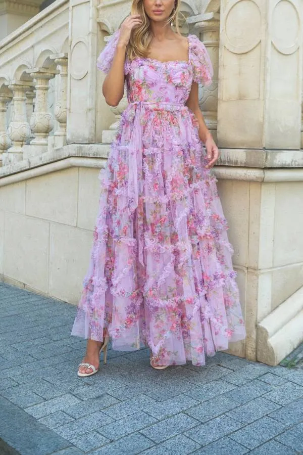 Sweet and Fresh Puff Sleeve Long Dress
