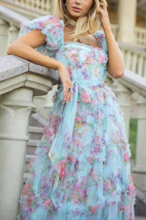 Sweet and Fresh Puff Sleeve Long Dress