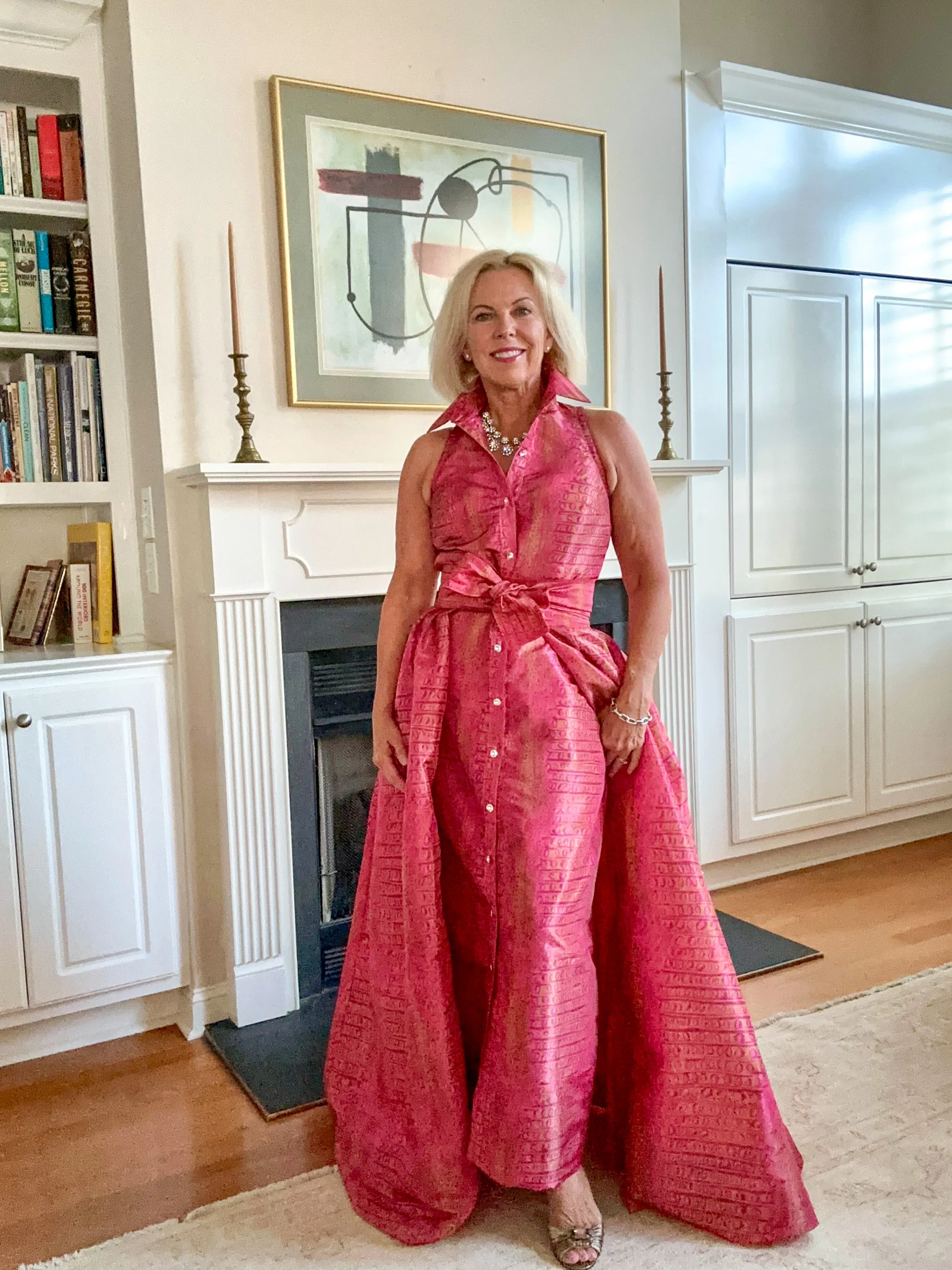 Taffeta Overskirt in Fuchsia Gator