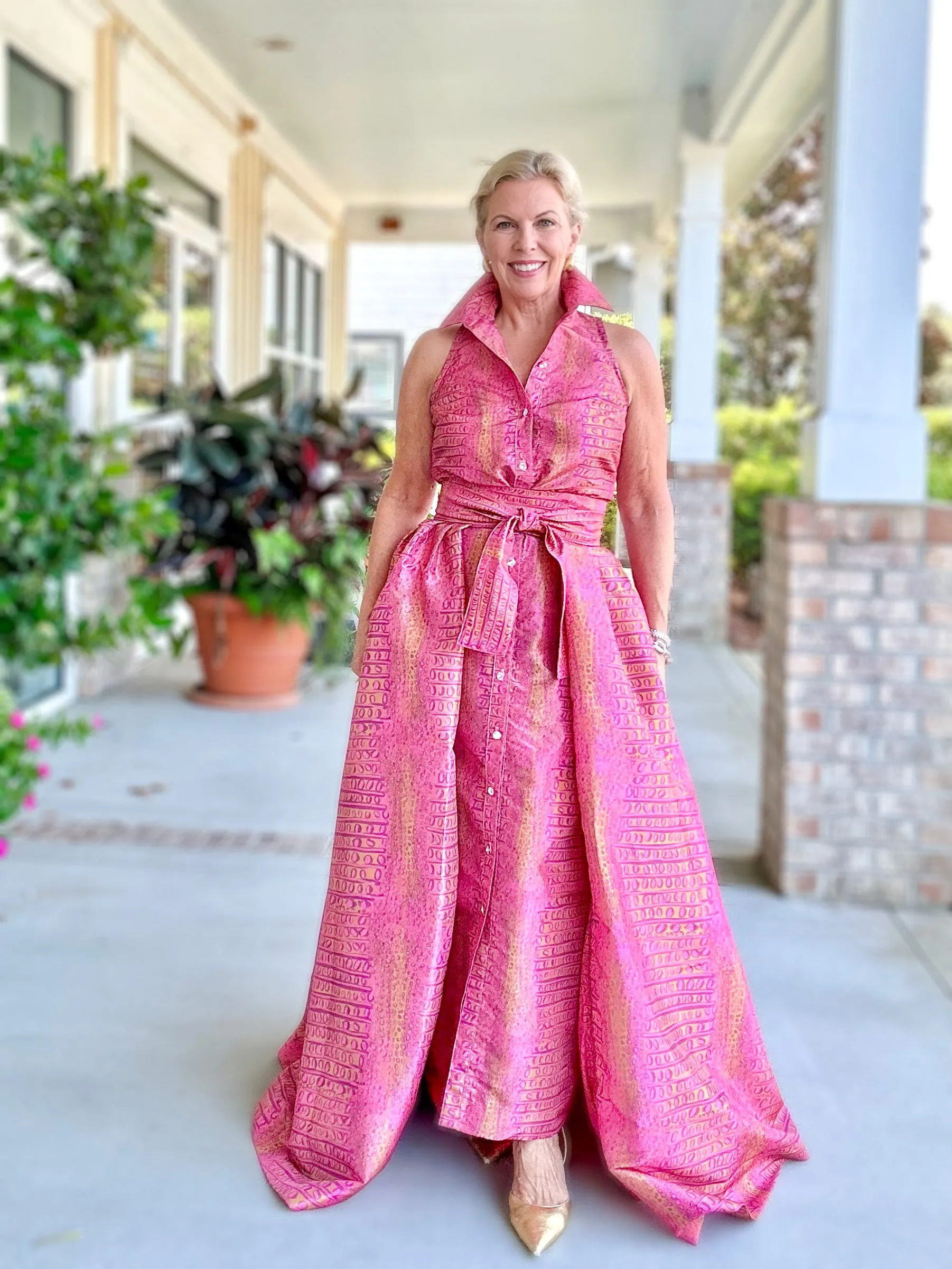 Taffeta Overskirt in Fuchsia Gator