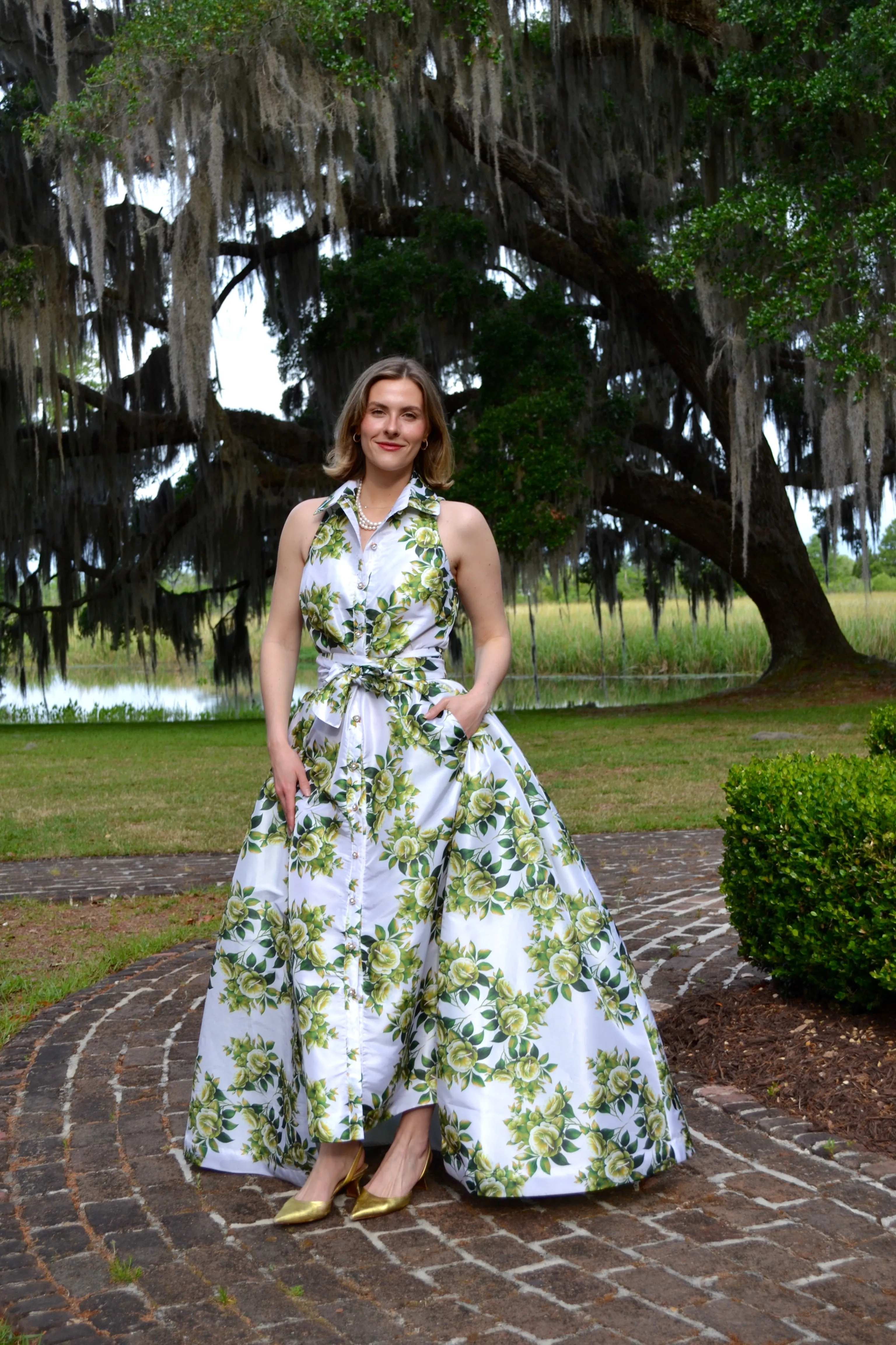 Taffeta Overskirt in Green Camellia