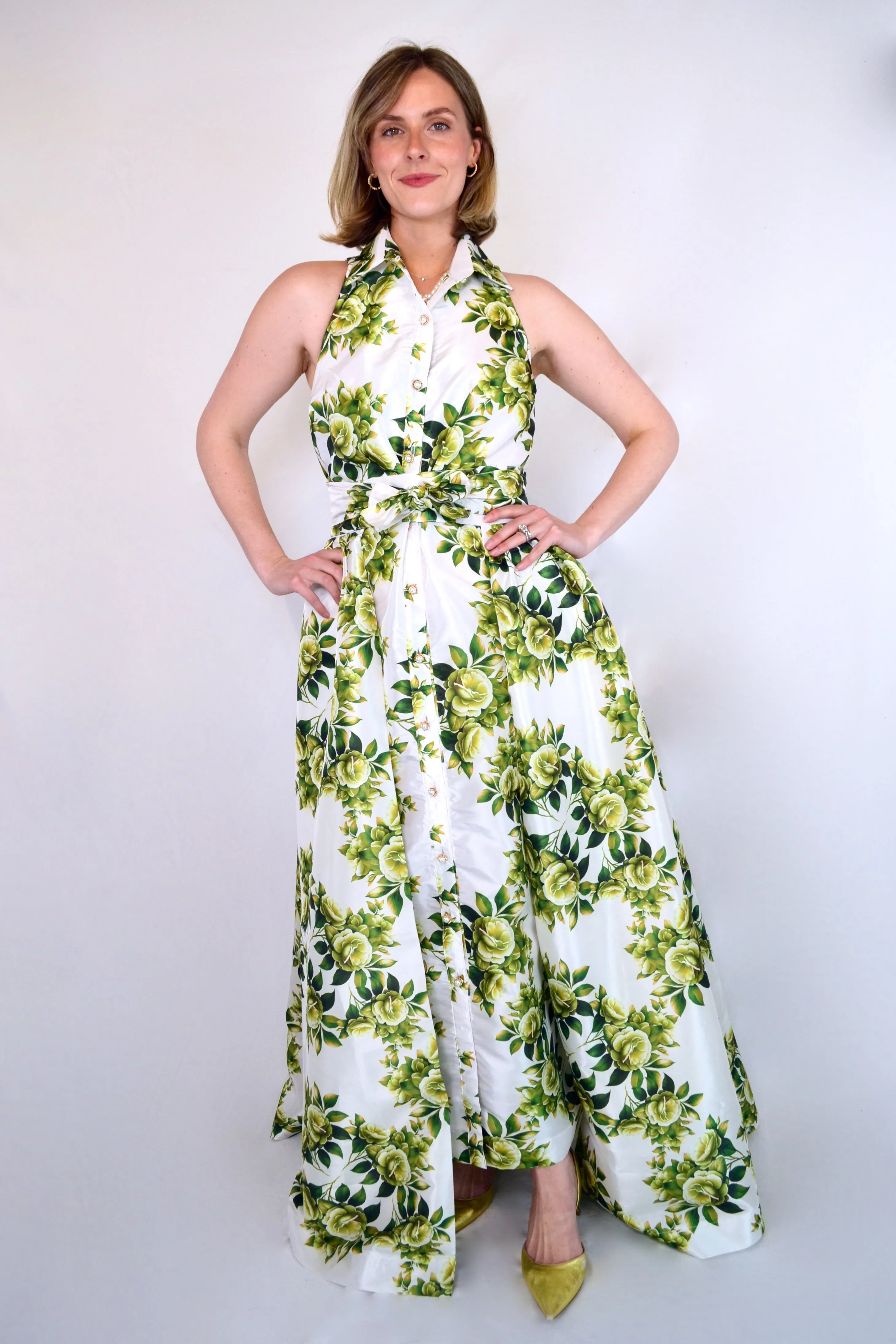 Taffeta Overskirt in Green Camellia