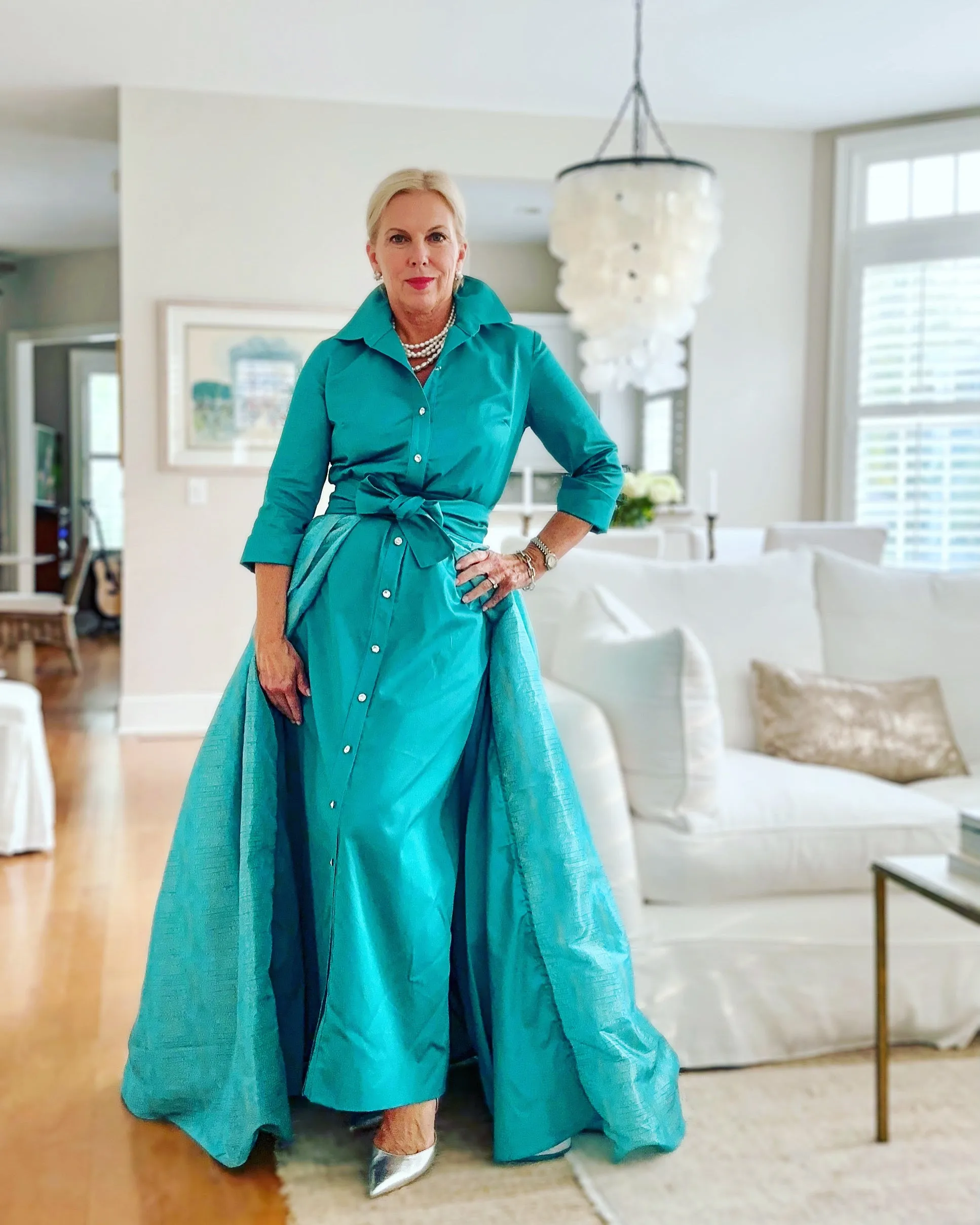 Taffeta Overskirt in Peacock Gator