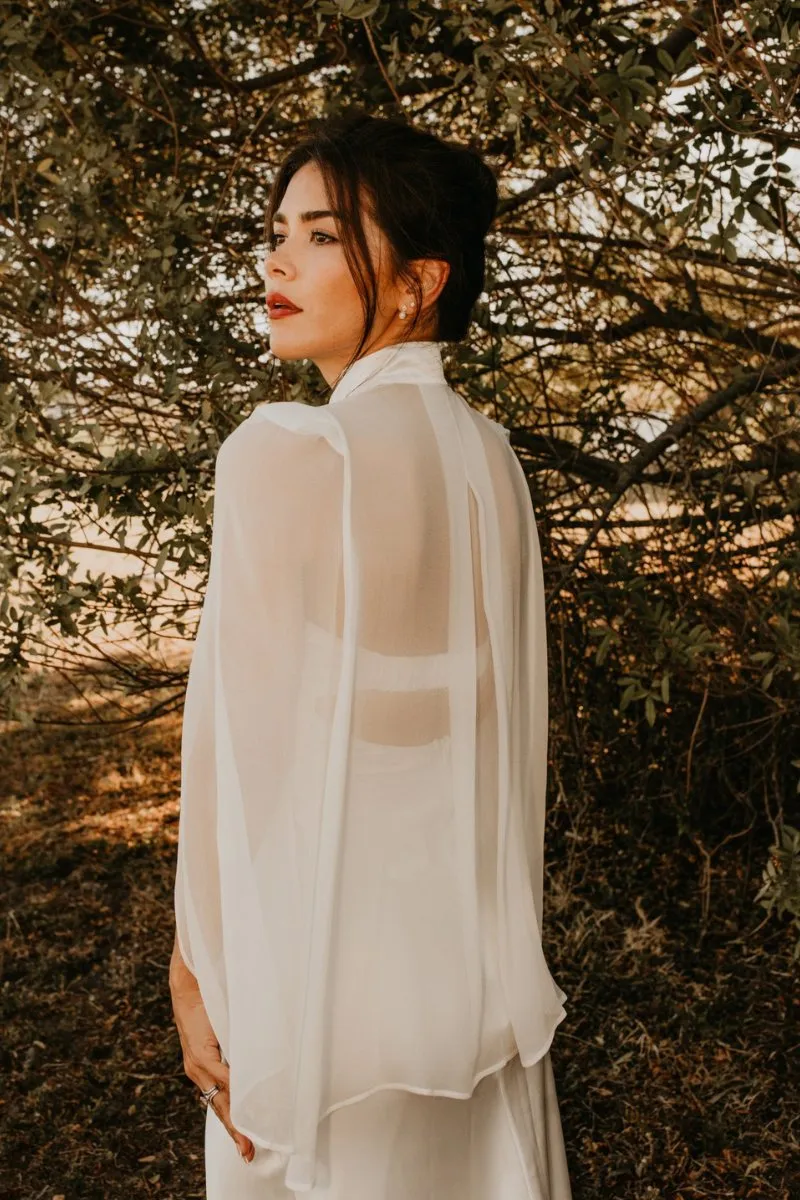 Taylor Silk Sheer Bridal Cape