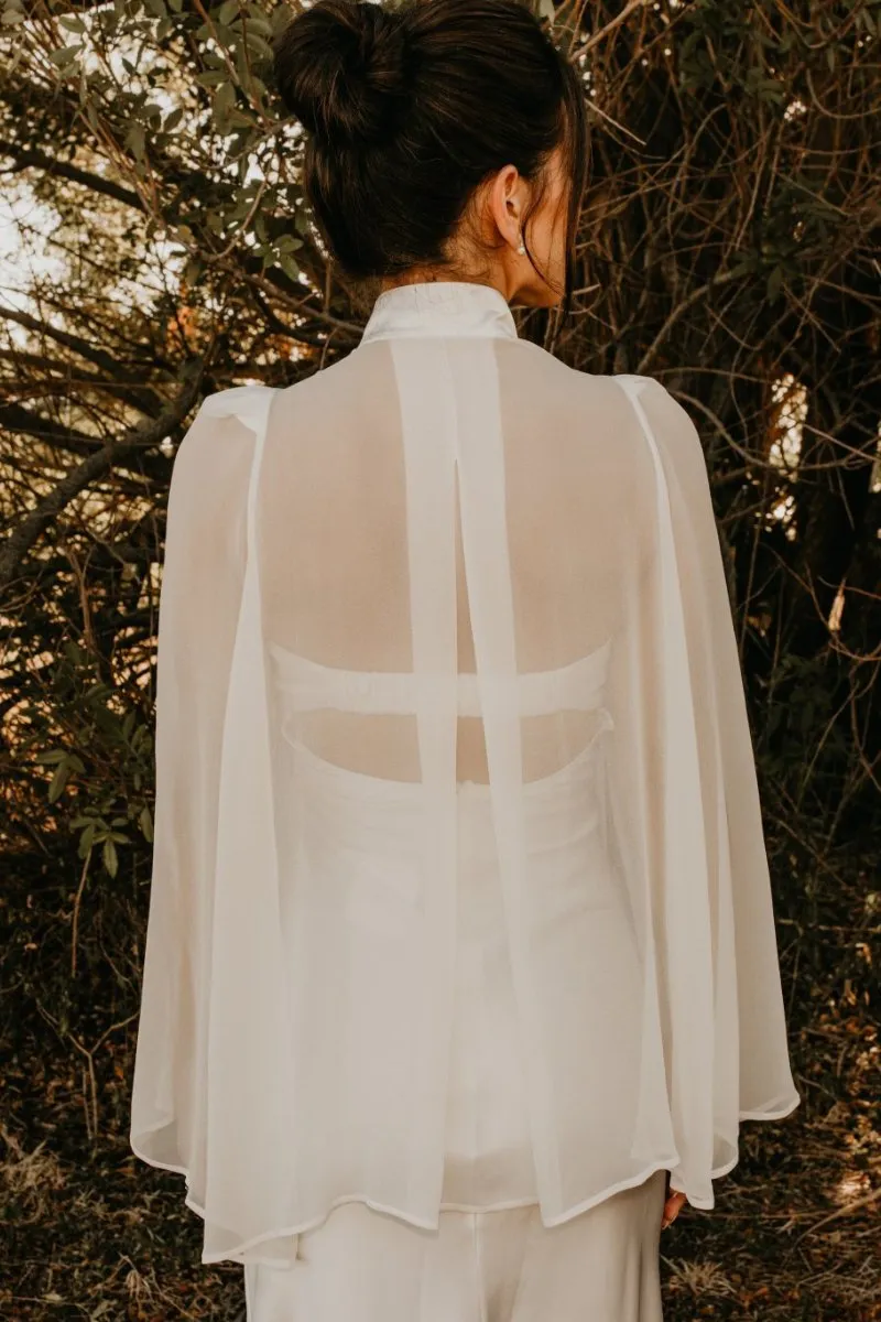 Taylor Silk Sheer Bridal Cape