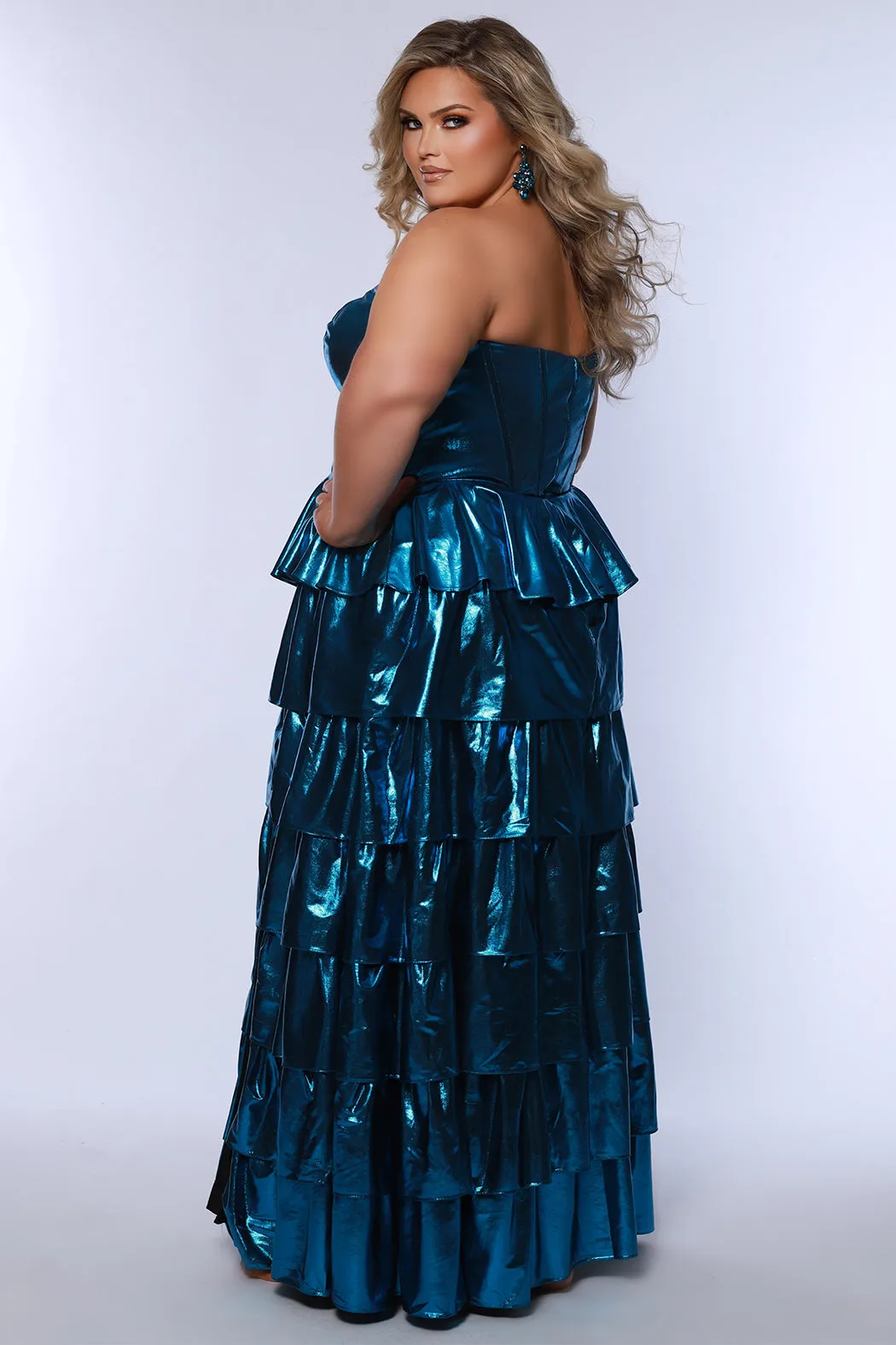 The Beat Goes On Metallic Tiered Prom Dress