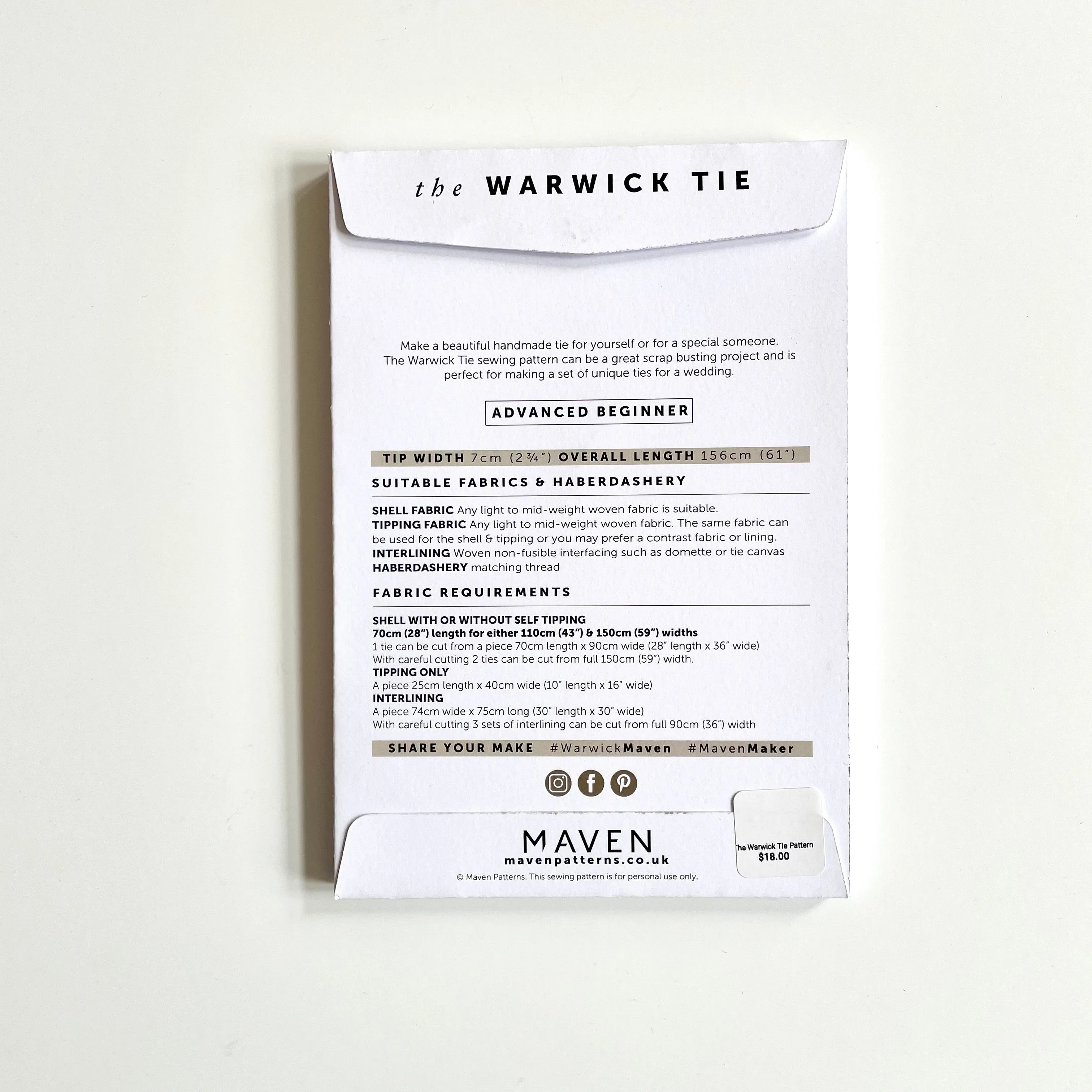 The Warwick Tie Pattern by Maven
