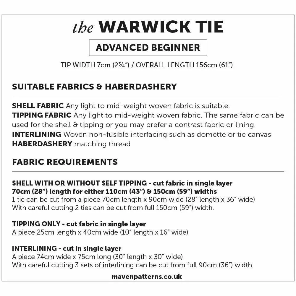 The Warwick Tie Pattern by Maven