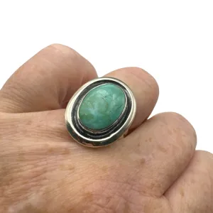 Tibetan Turquoise Solid 925 Sterling Silver Ring 6