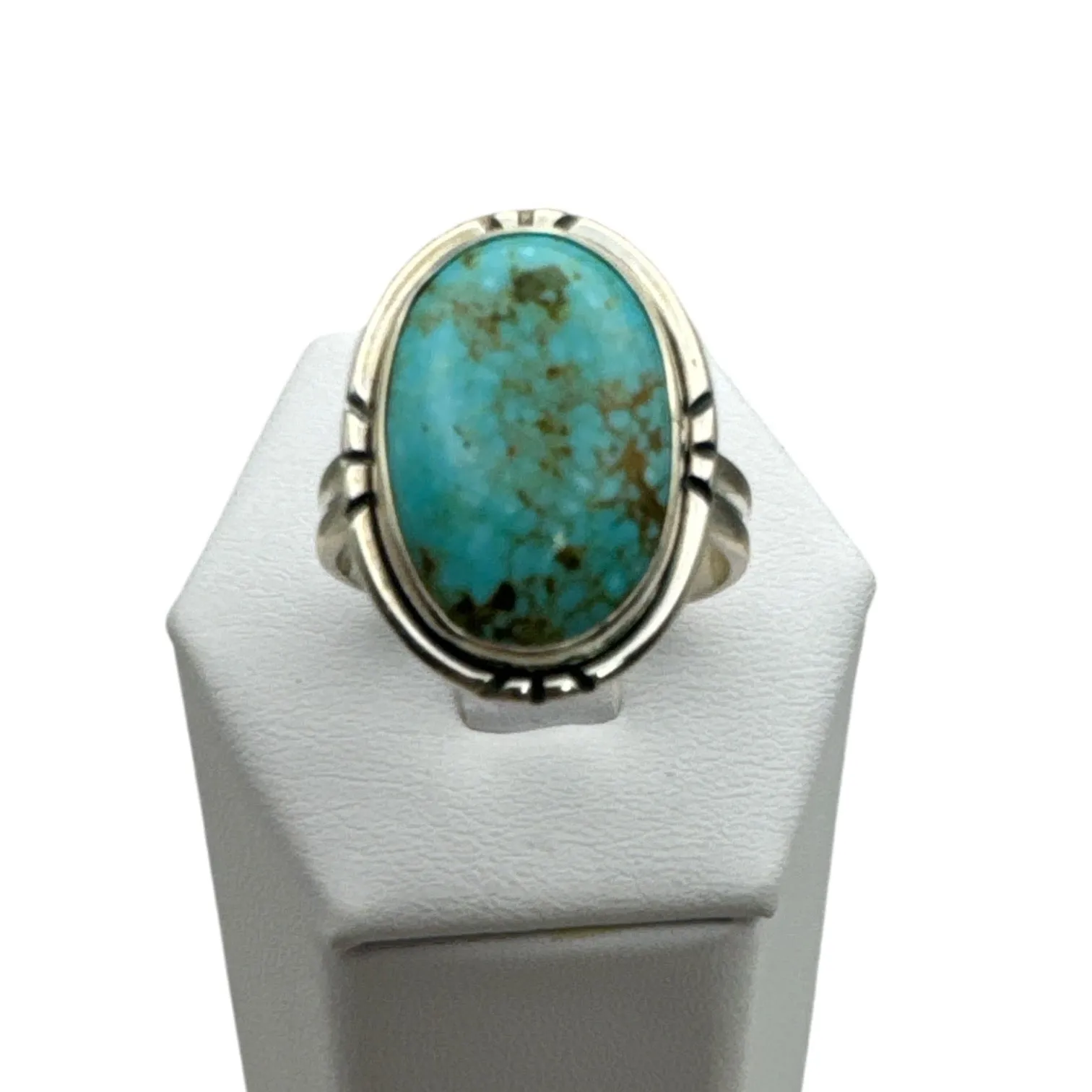 Tibetan Turquoise Solid 925 Sterling Silver Ring 9.5