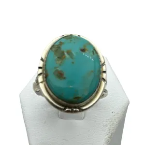 Tibetan Turquoise Solid 925 Sterling Silver Ring 9.5