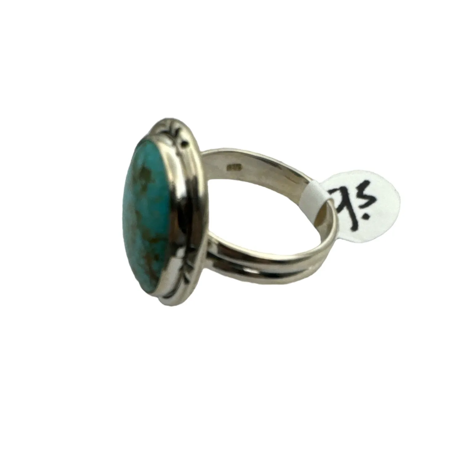 Tibetan Turquoise Solid 925 Sterling Silver Ring 9.5
