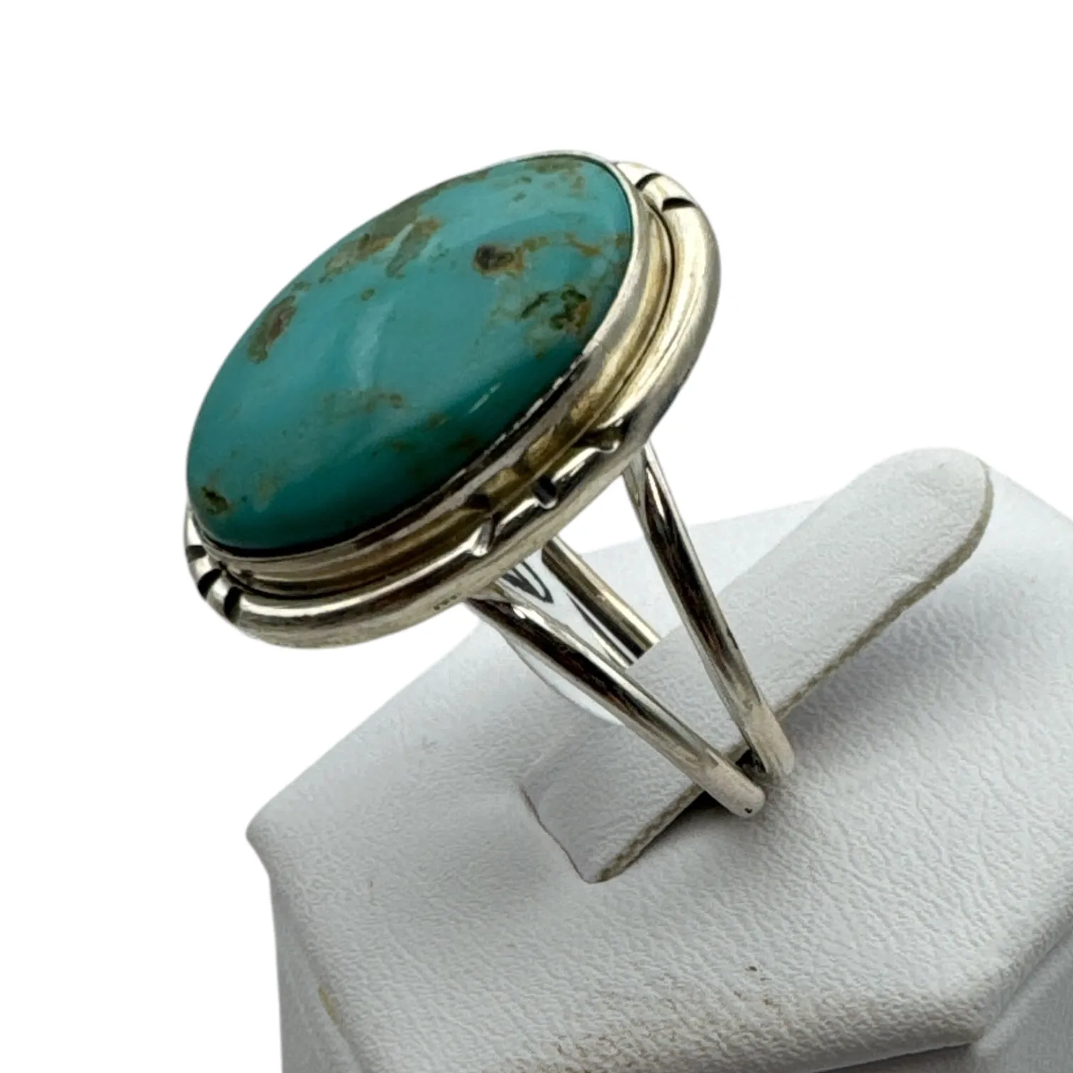 Tibetan Turquoise Solid 925 Sterling Silver Ring 9.5