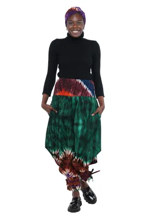 Tie & Dye Smoked Harem Pants With Ties