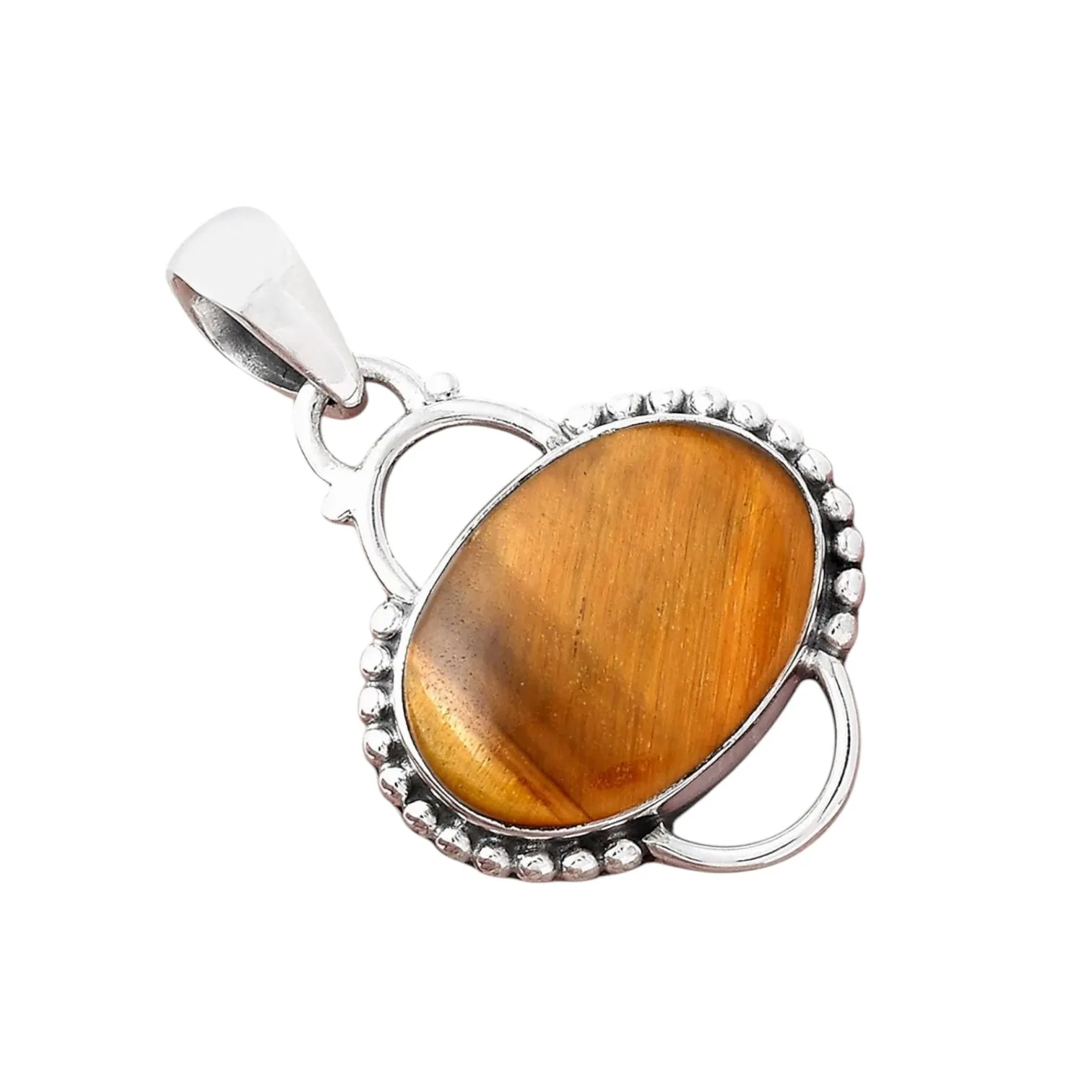 Tiger Eye Solid 925 Sterling Silver Pendant