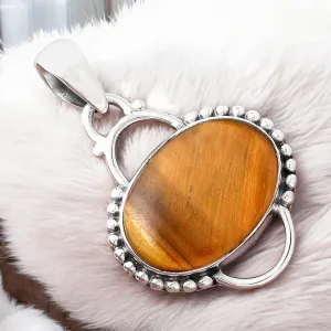 Tiger Eye Solid 925 Sterling Silver Pendant