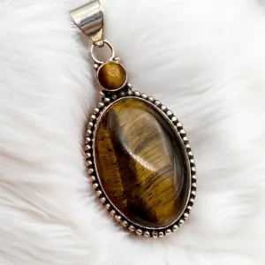 Tigers Eye Solid 925 Sterling Silver Pendant
