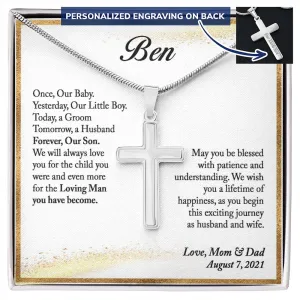To Our Son on His Wedding Day, Parents to Son Wedding Gift, Gift for Son from Mom & Dad, Wedding Gift for Son, Gift for Son on Wedding Day - Snake Chain