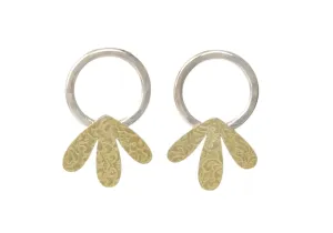 Triple Drop Dangle Posts on Circle with Gold