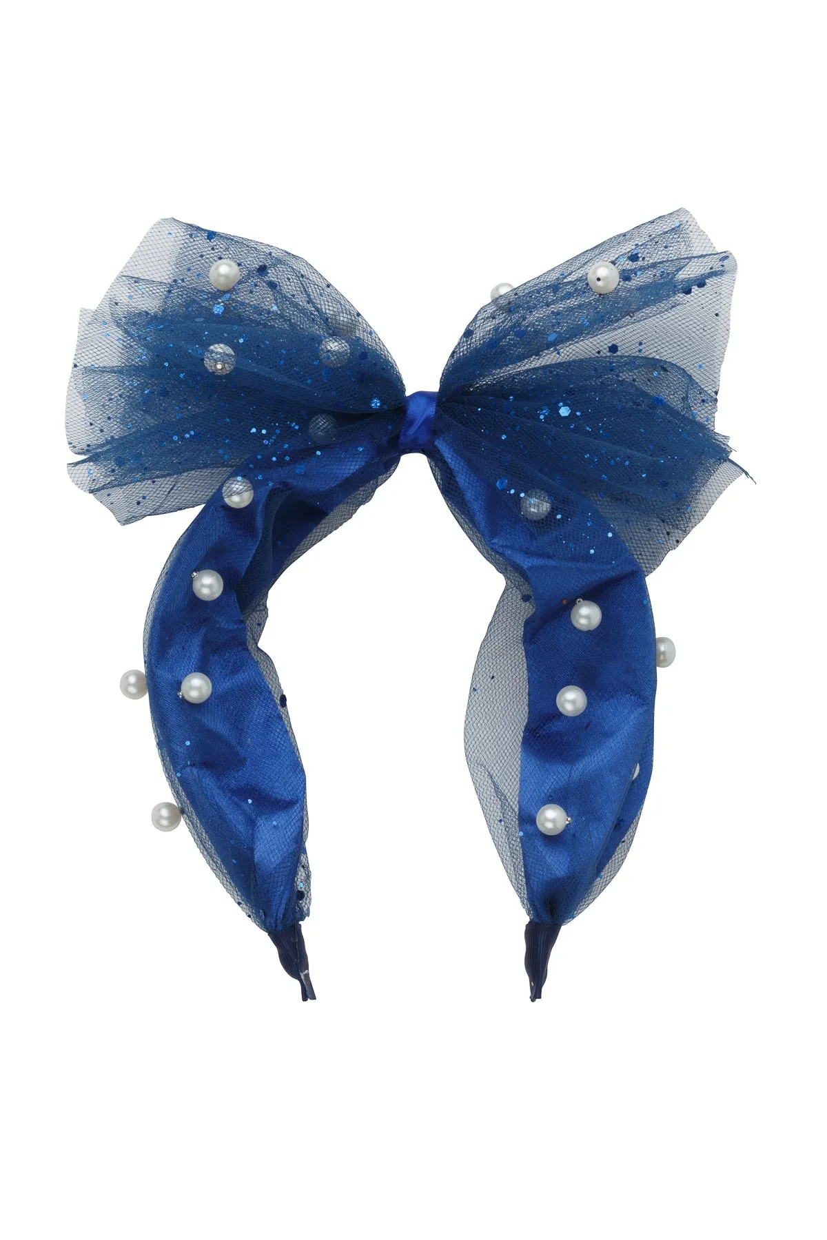 Tulle Pearl Headband - Navy