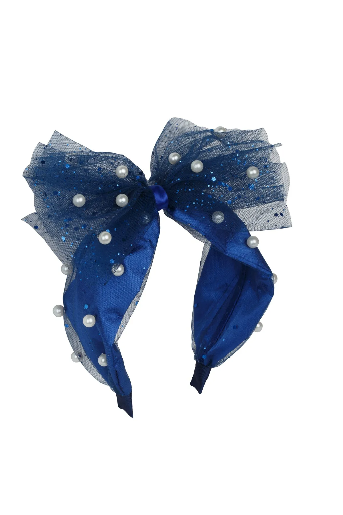 Tulle Pearl Headband - Navy