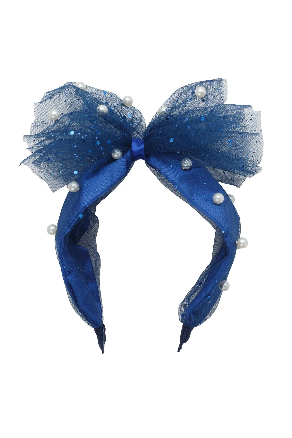 Tulle Pearl Headband - Navy