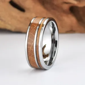 Tungsten Whiskey Barrel Wood Men's Wedding Band 8MM