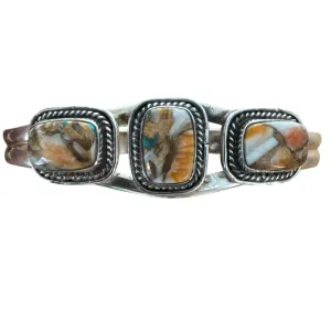 Turquoise & Spiny Oyster Solid 925 Sterling Silver Cuff Bracelet