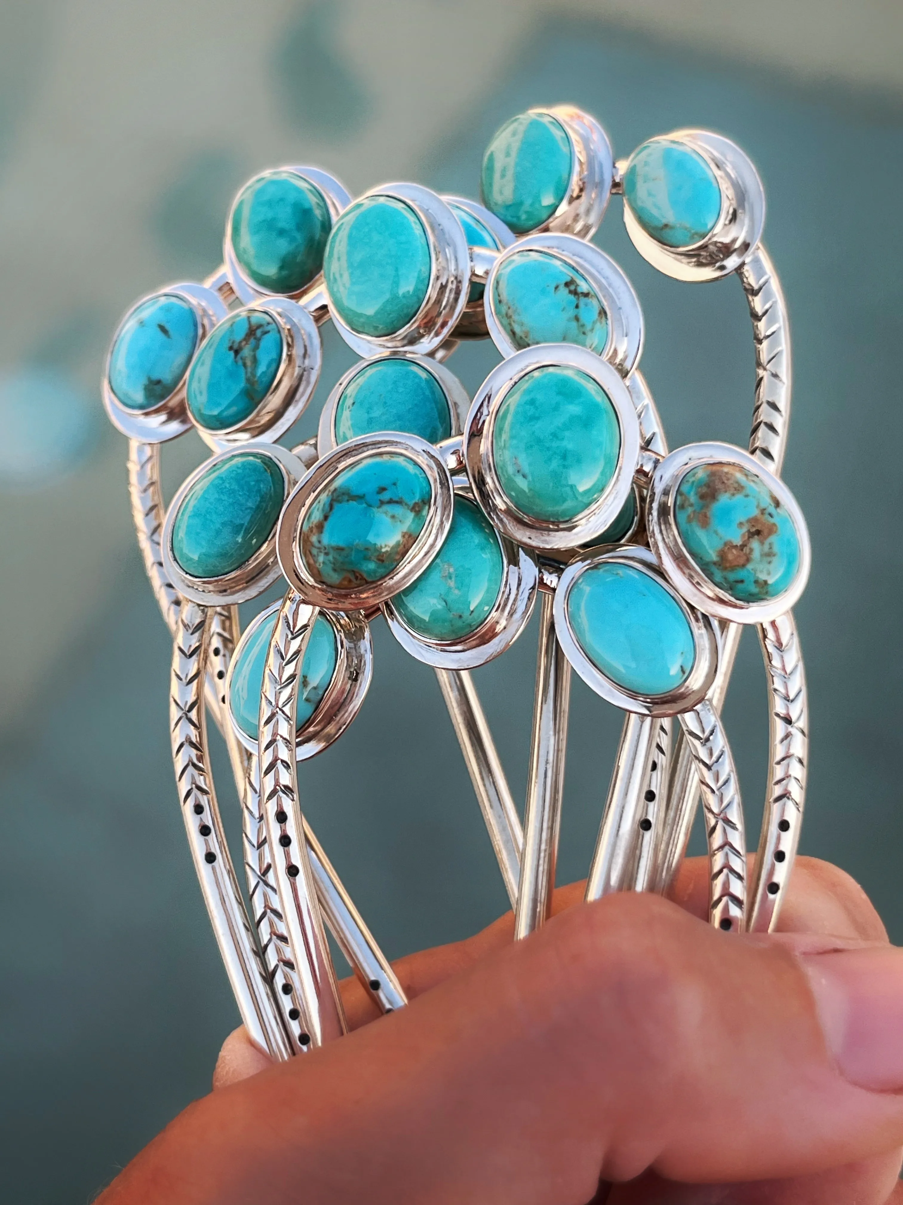Turquoise hair fork in silver