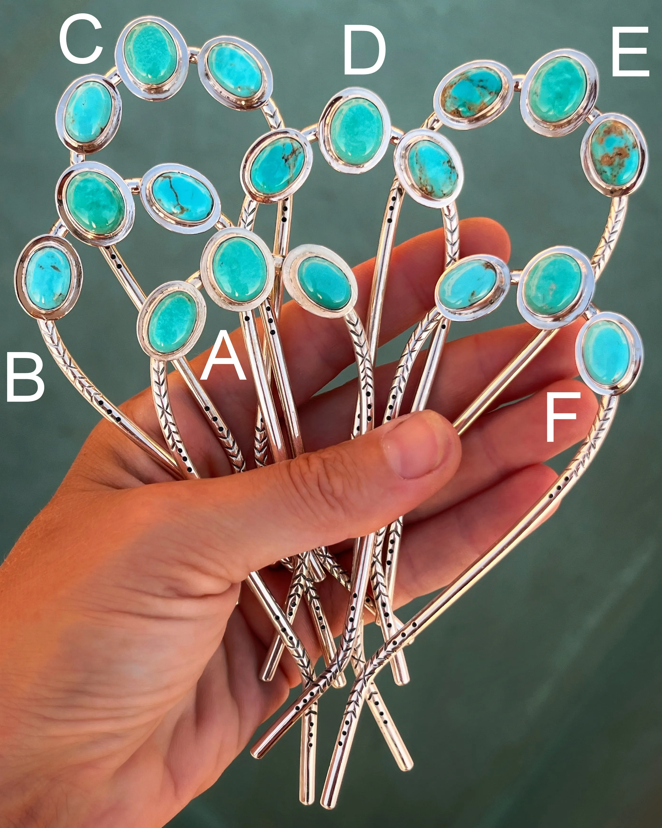Turquoise hair fork in silver