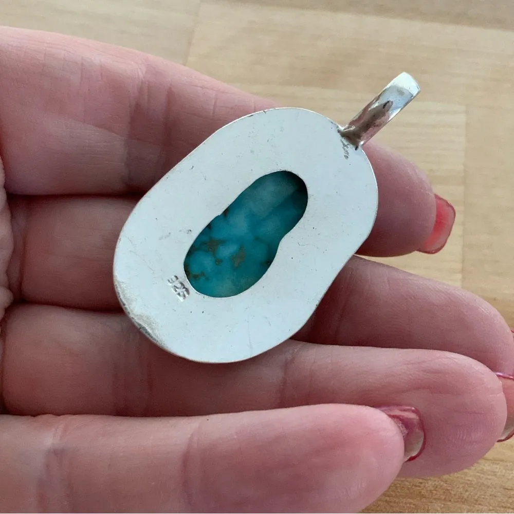 Turquoise Howlite Solid 925 Sterling Silver Pendant