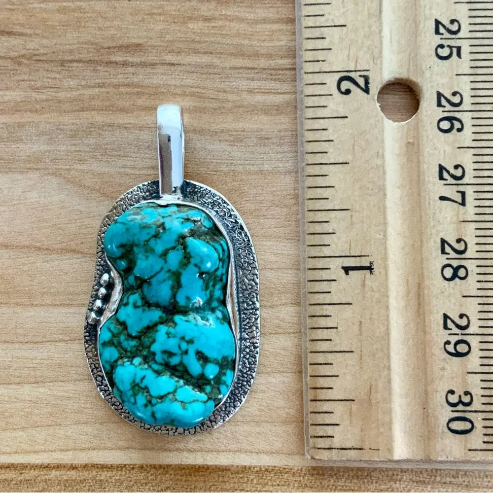 Turquoise Howlite Solid 925 Sterling Silver Pendant
